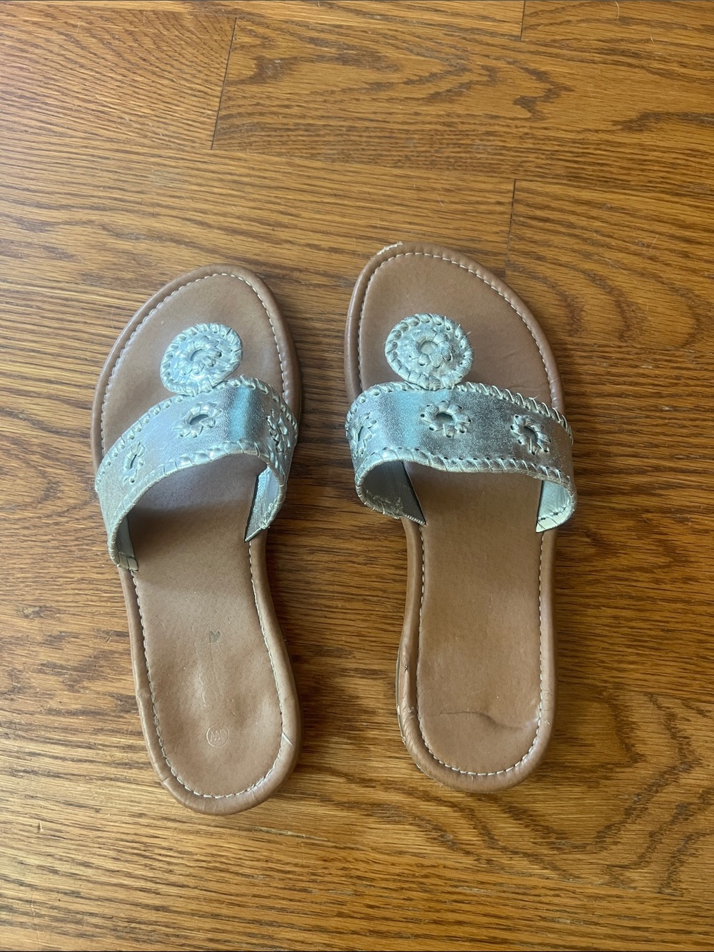 Women's Metallic Silver Casual Slide Sandals